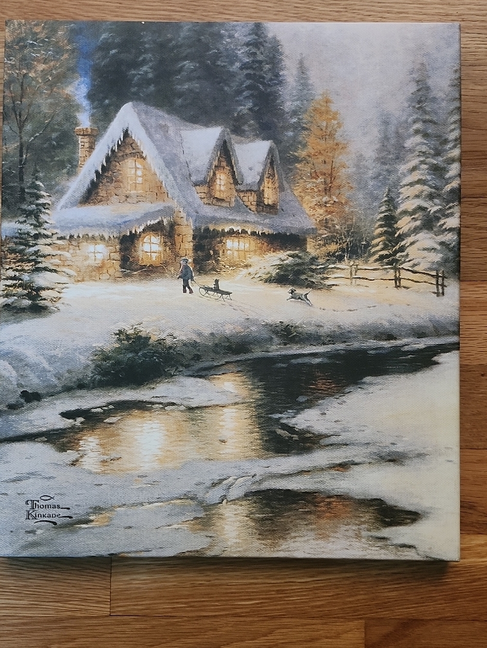 Thomas Kinkade Family At Deer Creek Wrapped Canvas Art